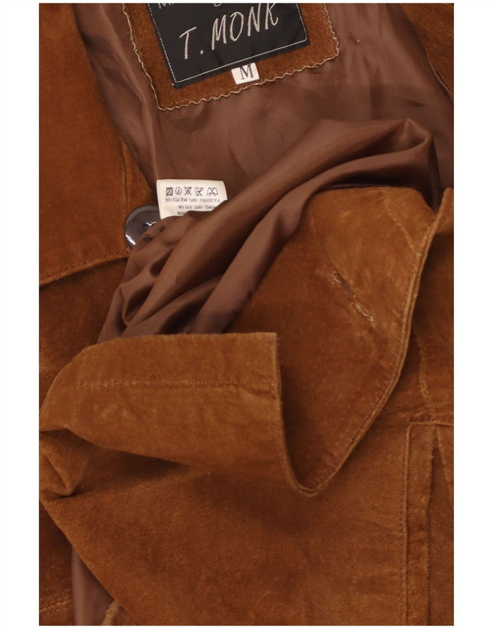 Vintage męska marynarka zapinana na 3 guziki, UK 38, średnia brązowa skóra