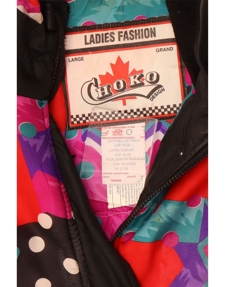 Damska kurtka oversize Choko UK 16, duża, czarna, geometryczna w stylu retro