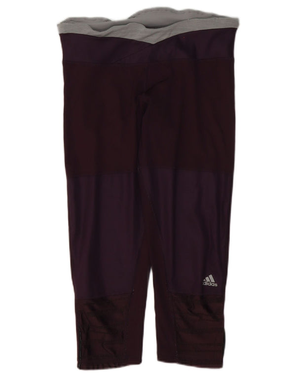 Damskie legginsy Adidas Capri UK 8/10 Mały fioletowy poliester z blokami kolorów
