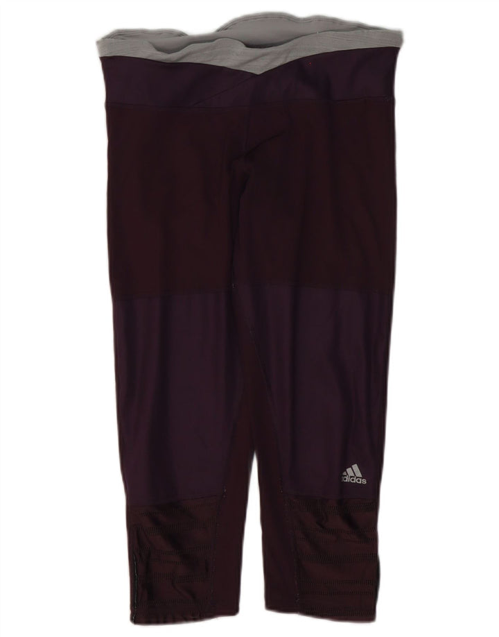 Damskie legginsy Adidas Capri UK 8/10 Mały fioletowy poliester z blokami kolorów