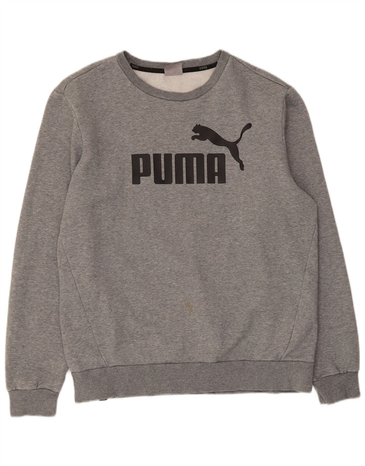 Męska bluza z grafiką Puma, średnia, szara, bawełniana nakrapiana