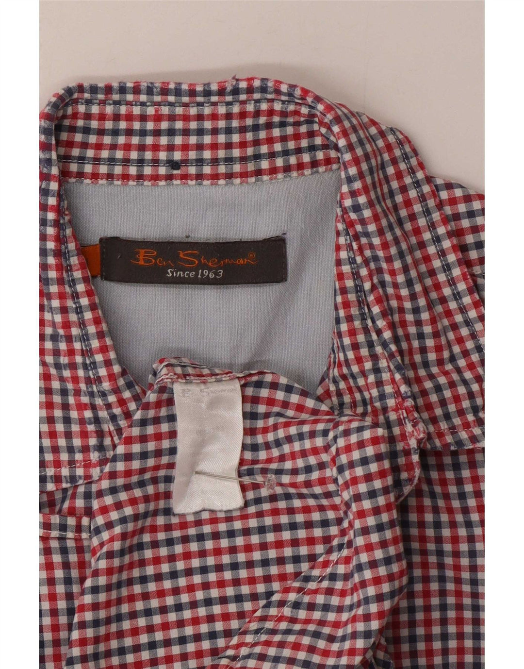 Męska koszula z krótkim rękawem Ben Sherman, średnia czerwona bawełniana kratka