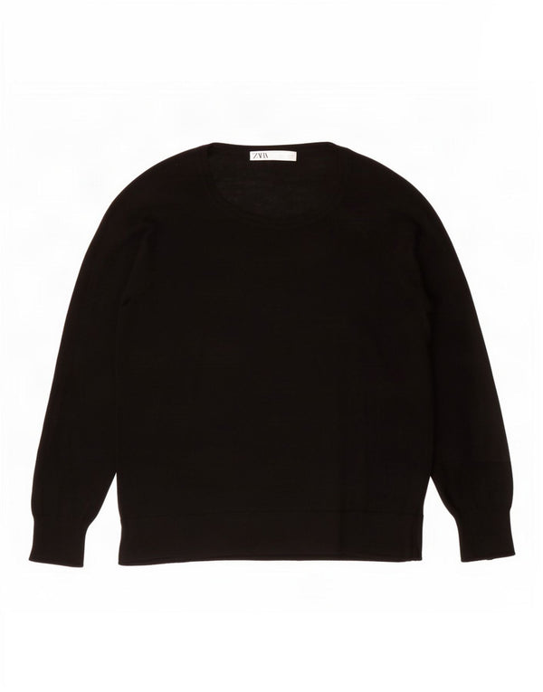 Sweter damski Zara z dekoltem w łódkę UK 16, duży, czarny