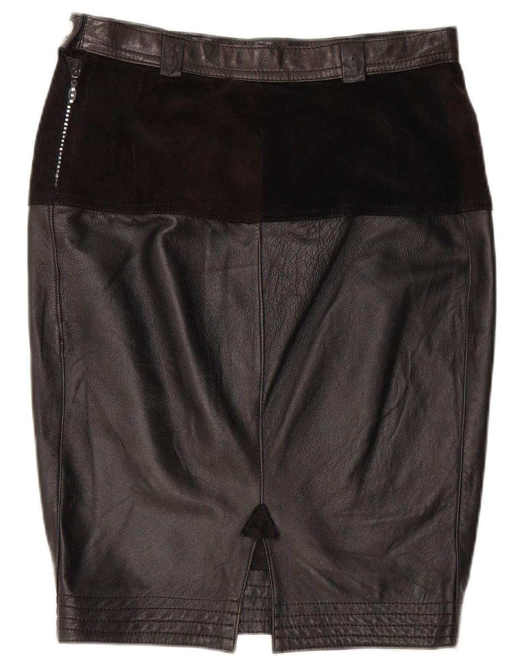 Spódnica skórzana damska VINTAGE średnia W28 czarna