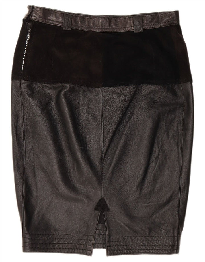 Spódnica skórzana damska VINTAGE średnia W28 czarna