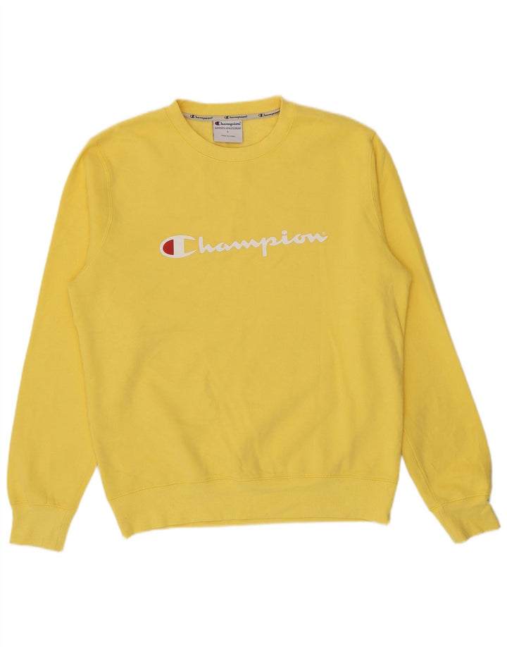 Męski sweter z grafiką Champion, duży, żółty, bawełniany