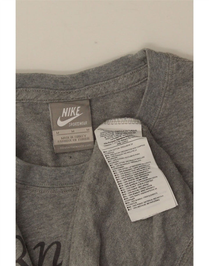 Męski T-shirt z grafiką NIKE Średni szary, bawełniany