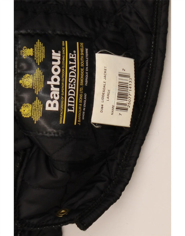 Męska pikowana kurtka Barbour LIDDESDALE UK 40, duża, czarna, nylonowa