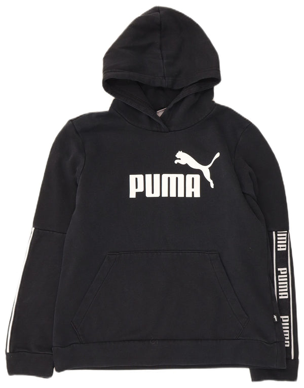 Damski sweter z kapturem Puma z grafiką UK 14, duży, czarny, bawełniany