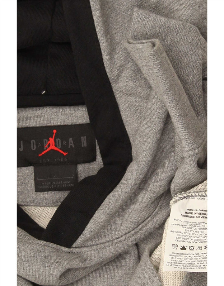 Męski sweter z kapturem i grafiką Jordan, duży, szary, bawełniany