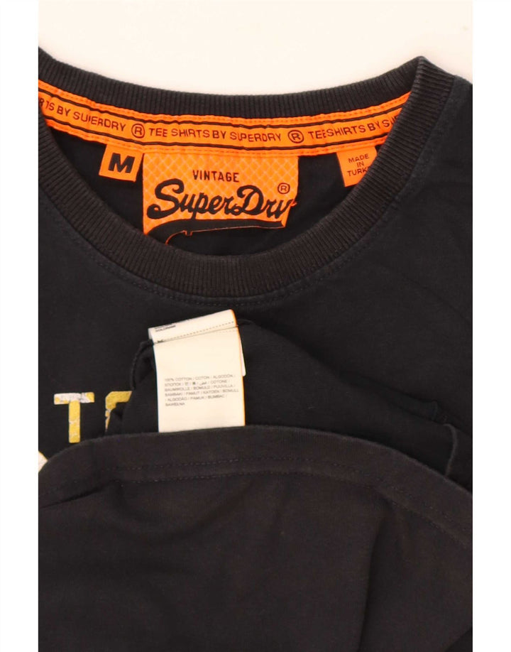 Męski T-shirt z grafiką Superdry, bawełniany, średni czarny