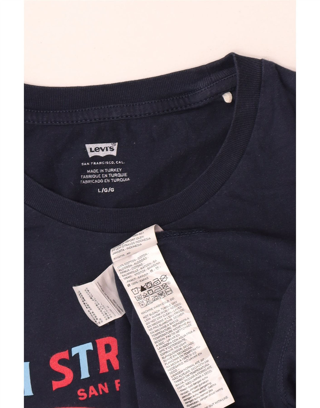 Męski T-shirt z grafiką Levi's, duży, granatowy, bawełniany