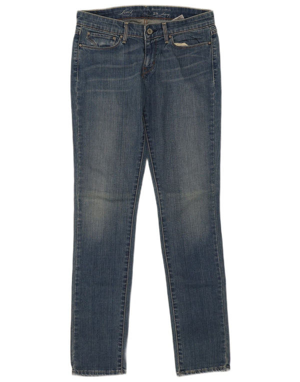 Damskie jeansy Levi's lekko zakrzywione, obcisłe W28 L31, niebieska bawełna