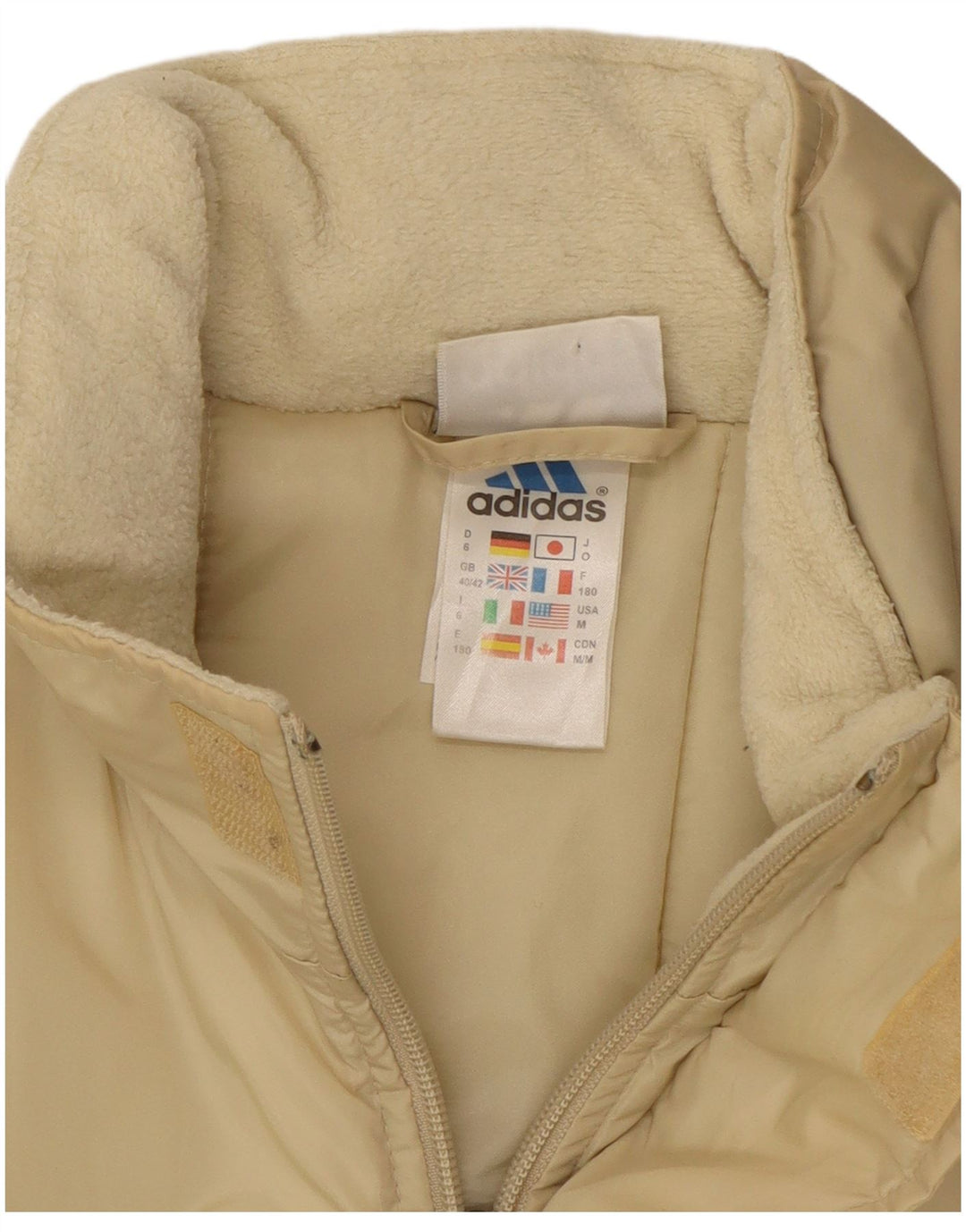 Adidas Męska wyściełana kurtka o luźnym kroju UK 40/42 Średni Beżowy Poliester