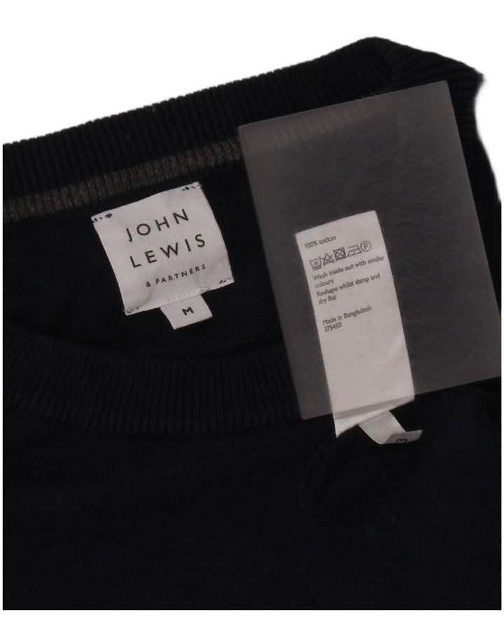 Męski sweter z okrągłym dekoltem John Lewis, średni granatowy, bawełniany