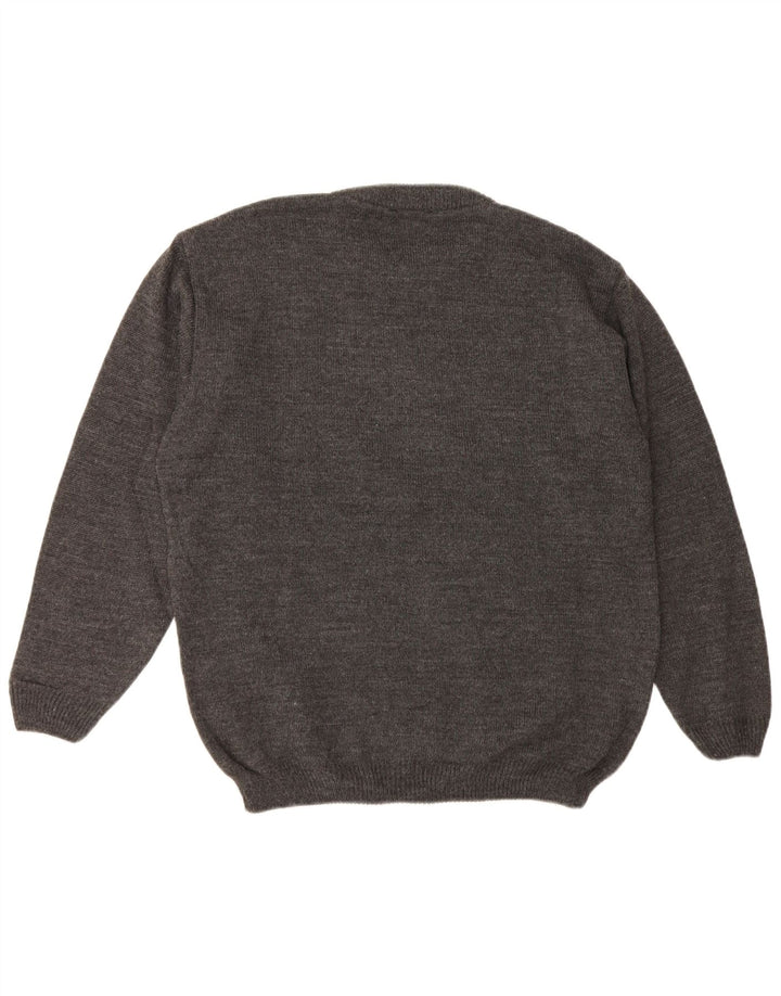 Męski sweter z okrągłym dekoltem Basicline UK 42/44, duży, szary, akrylowy w kratę