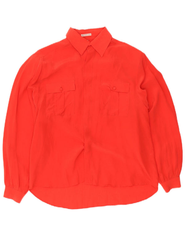 Damska bluzka koszulowa oversize w stylu vintage EU 36, mała, czerwona jedwabna