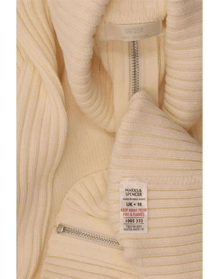 Marks & Spencer Damski sweter rozpinany z zamkiem błyskawicznym UK 16, duży w kolorze złamanej bieli