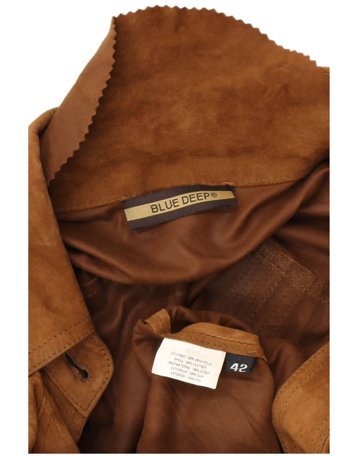 Damska zamszowa kurtka wojskowa VINTAGE IT 42 Średniobrązowa skóra