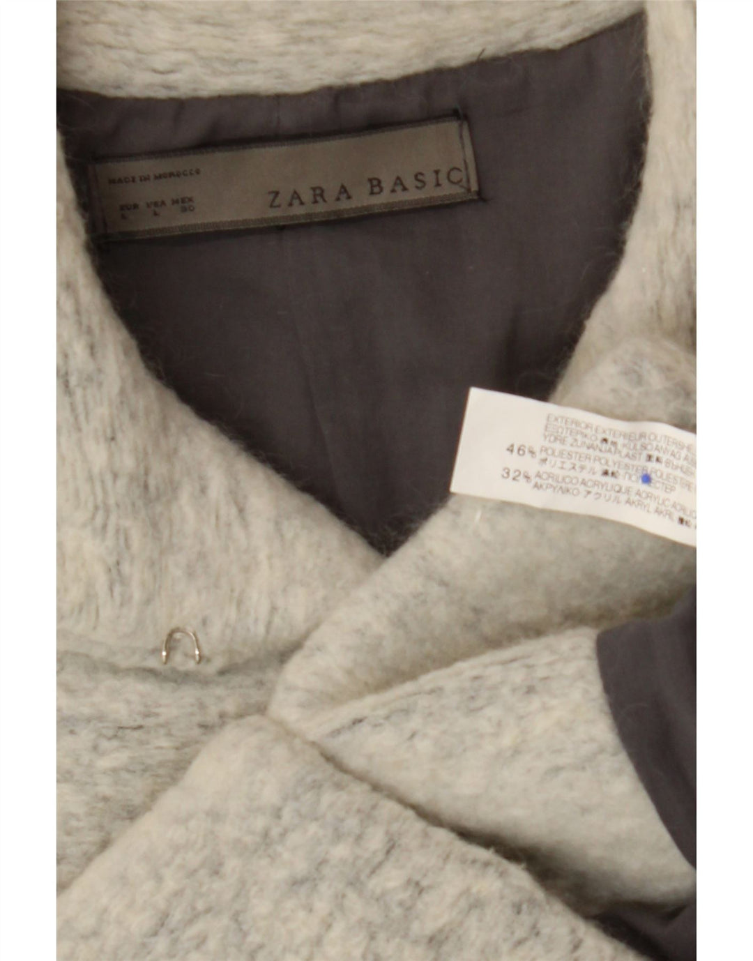 ZARA Womens Crop 3/4 Sleeve Fleece Jacket UK 16 Large White Polyester