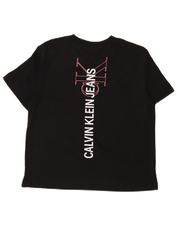 CALVIN KLEIN JEANS Damski t-shirt z grafiką Crop Top UK 10 Small Black