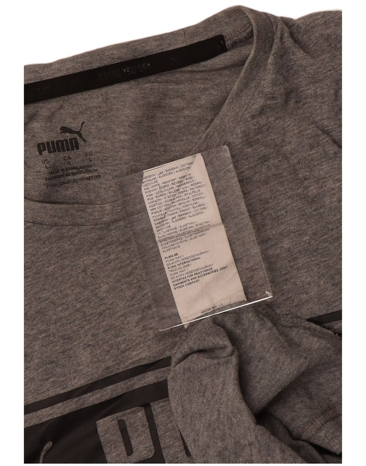 Męski T-shirt z grafiką Puma, duży, szary, bawełniany