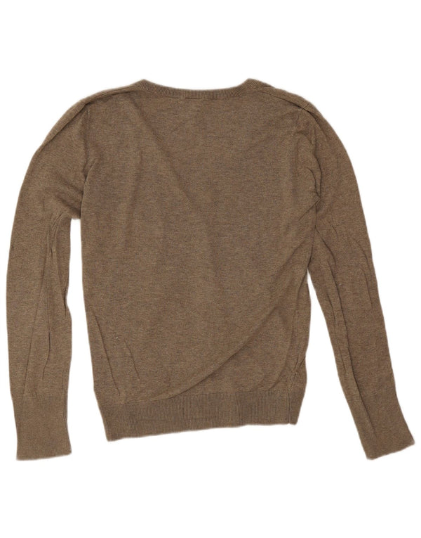 Topshop Damski sweter z dekoltem w kształcie litery V, UK 12, średnioszary, bawełniany