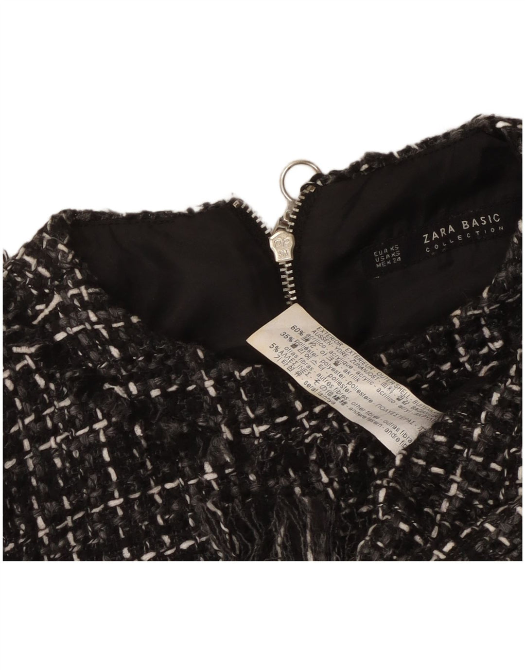 Damska sukienka typu shift bez rękawów Zara UK 6 XS w czarną kratkę, akryl