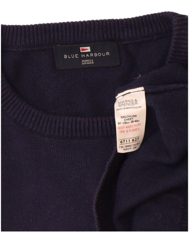 Marks & Spencer Męski sweter z okrągłym dekoltem w kolorze niebieskim, średni granatowy