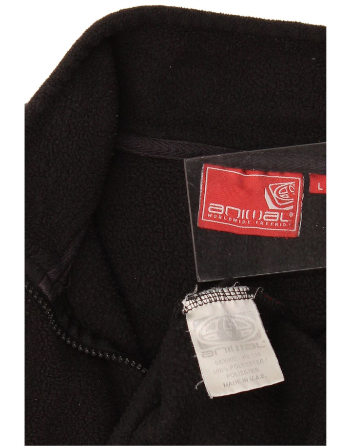 Męski sweter polarowy ANIMAL z zamkiem błyskawicznym, duży, czarny poliester