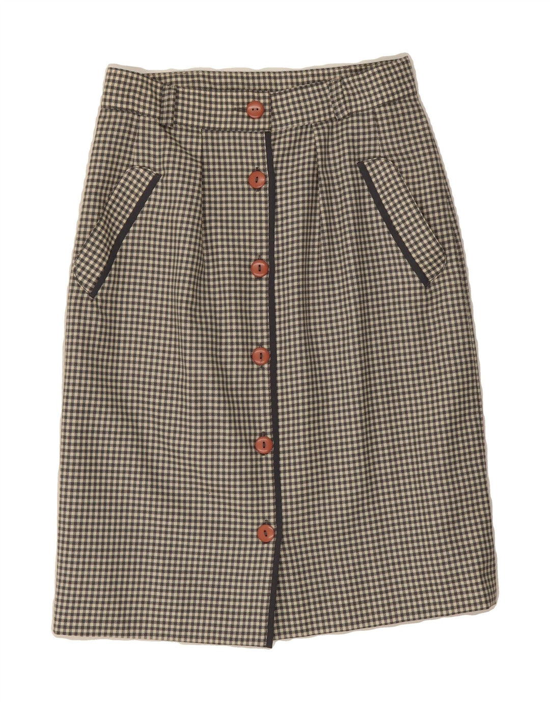 VINTAGE Womens Straight Skirt W28 Medium Grey Check Acetate Vintage Vintage and Second-Hand Vintage from Messina Hembry 