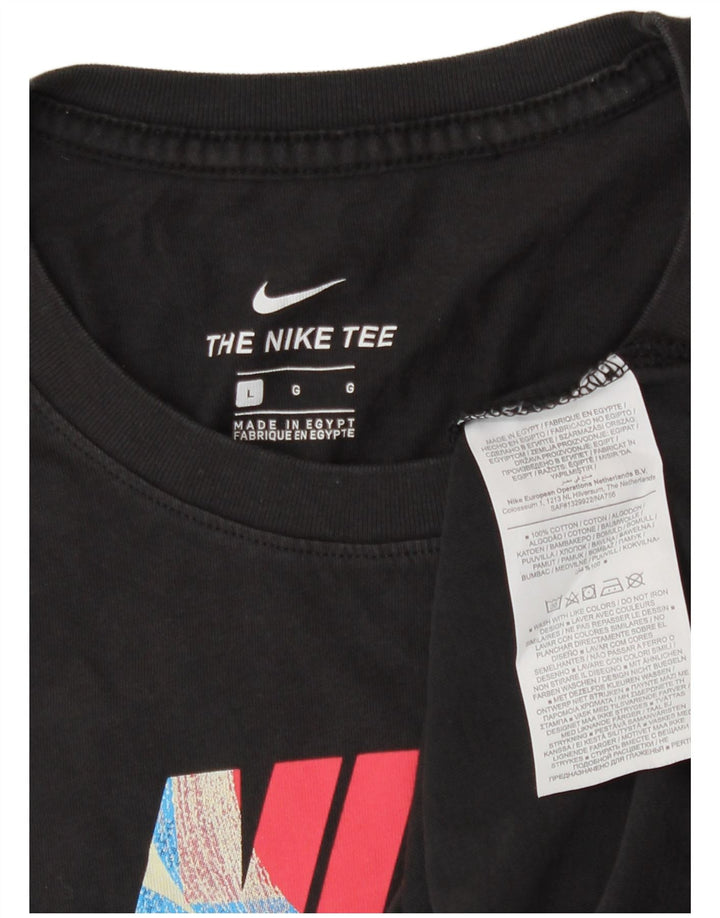 Męski T-shirt z grafiką Nike, duży, czarny, bawełniany