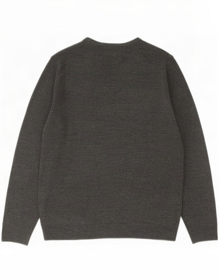 Marks & Spencer Męski sweter z dekoltem w kształcie litery V, duży, szary, kaszmirowy