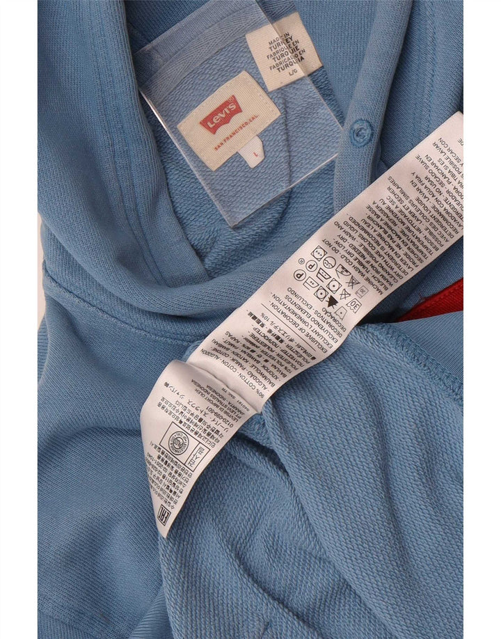 Męski sweter z kapturem i grafiką Levi's, duży, niebieski, bawełniany