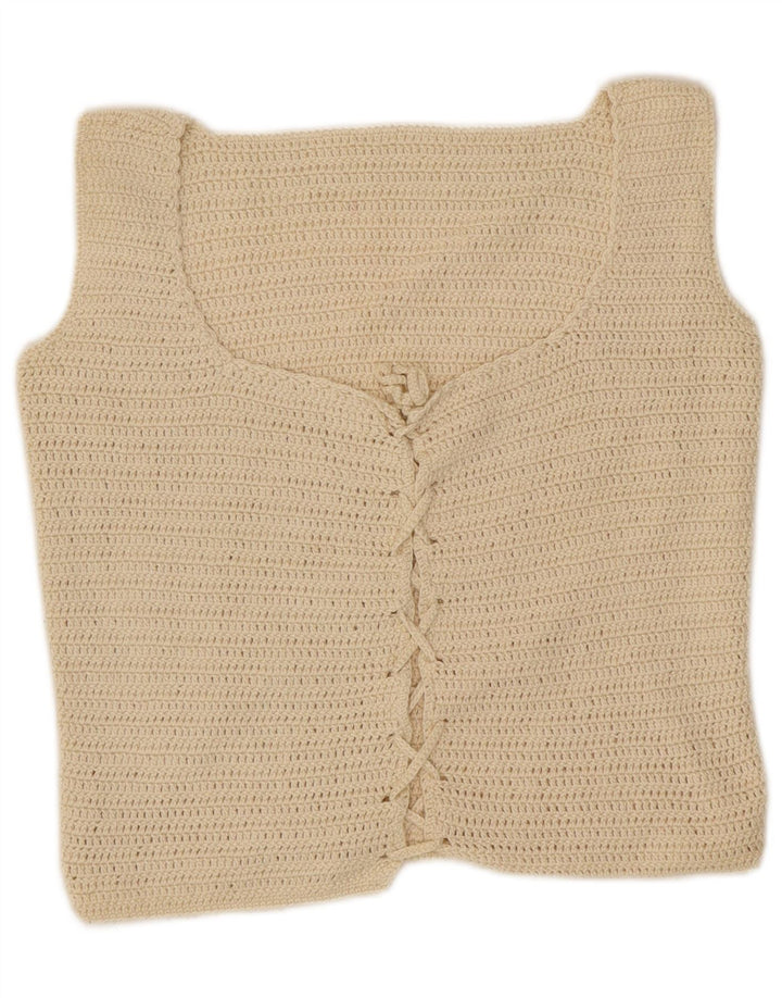 Vintage damski krótki top UK 10, mały, w kolorze złamanej bieli