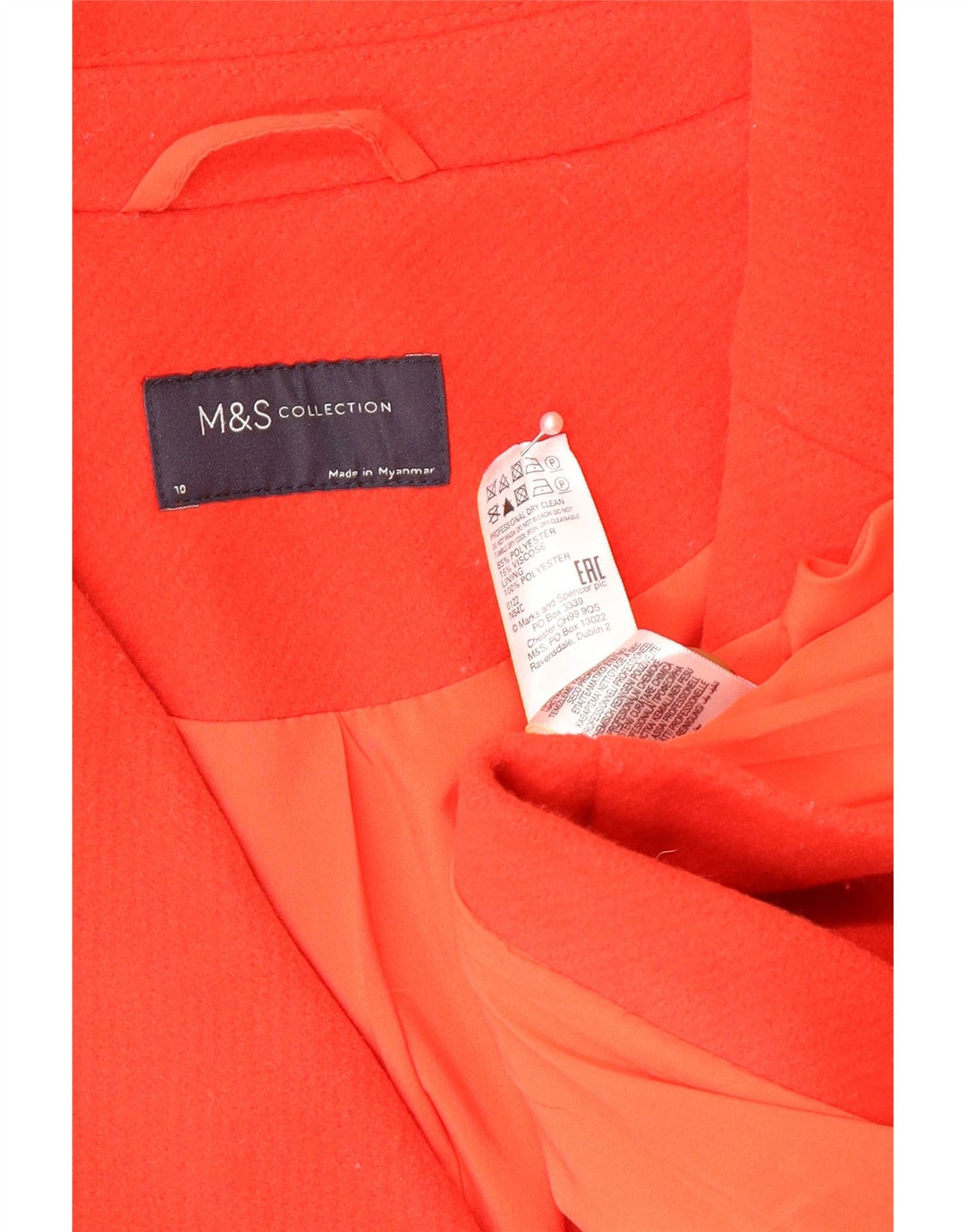Marks & Spencer Damski płaszcz oversize UK 10, mały, czerwony, poliester