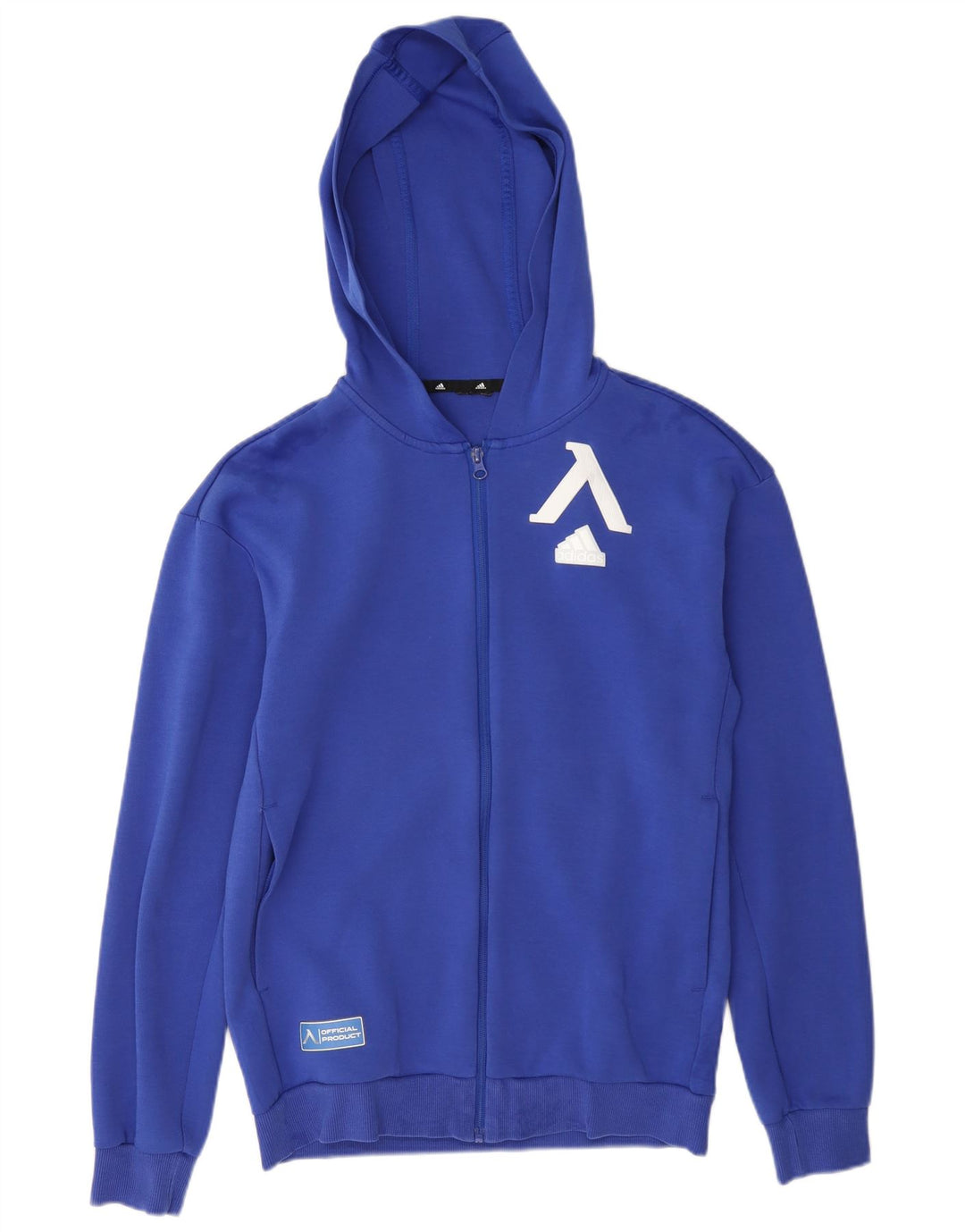 Męski sweter Adidas z grafiką i zamkiem błyskawicznym, mały, niebieski