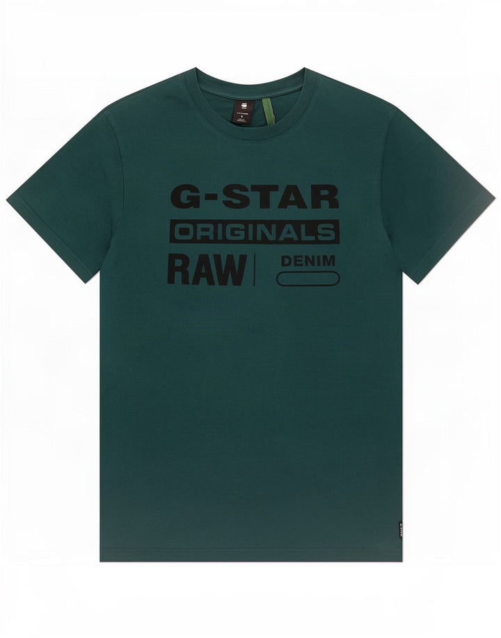 Męski T-shirt z grafiką G-Star, mały, zielony
