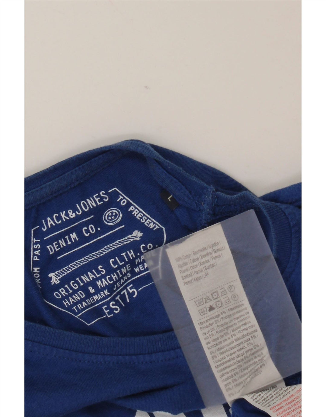 Męski top graficzny Jack & Jones z długim rękawem, duży, niebieski, bawełniany