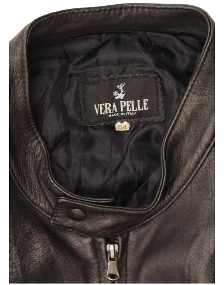 Vintage damska kurtka skórzana z zamkiem błyskawicznym IT 54 2XL brązowa skóra