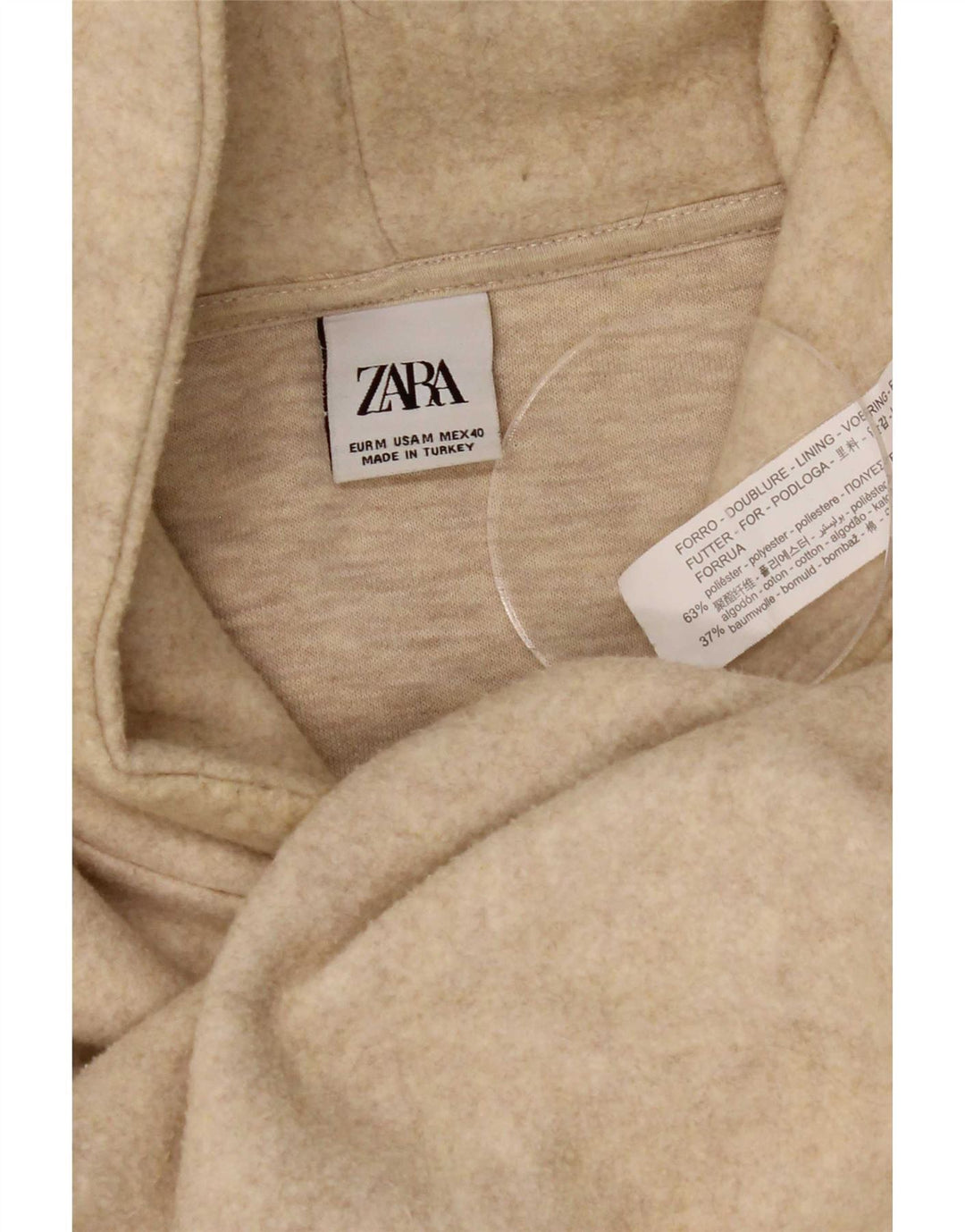 Męski sweter z kapturem Zara, średni beżowy poliester