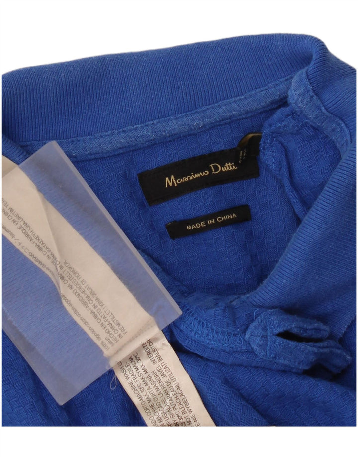 Męska koszulka polo Massimo Dutti, duża, niebieska, bawełniana
