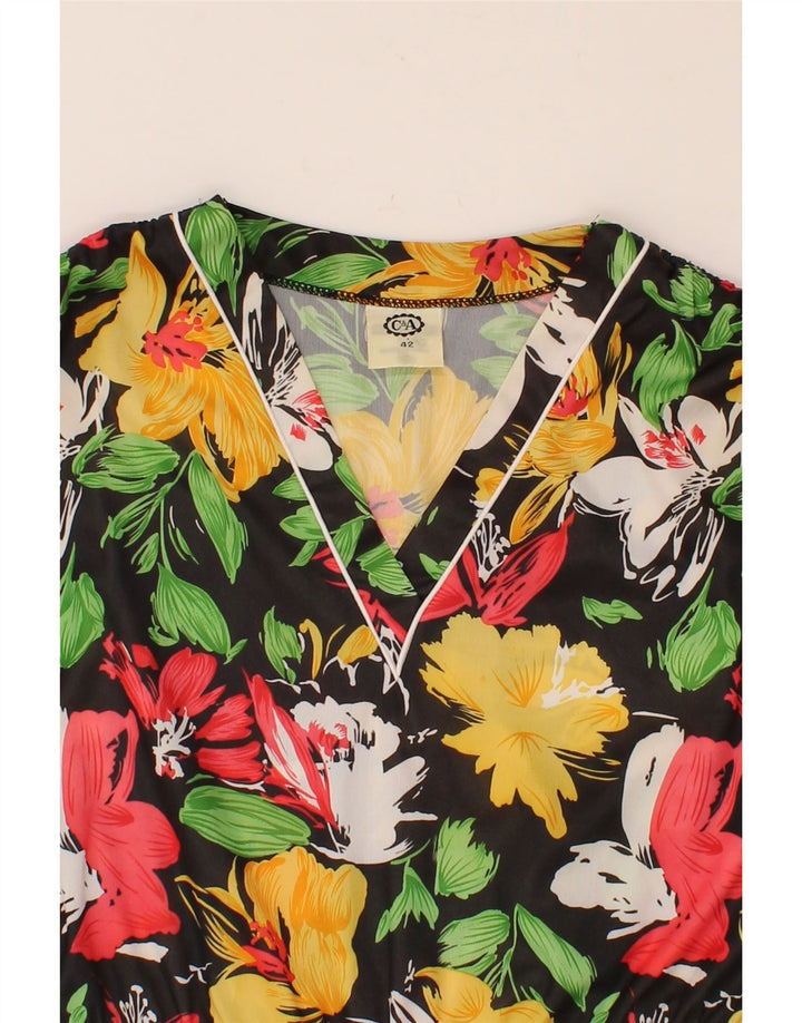 C&A Womens Sleeveless A-Line Dress IT 42 Medium Black Floral Polyester Vintage C&A and Second-Hand C&A from Messina Hembry 
