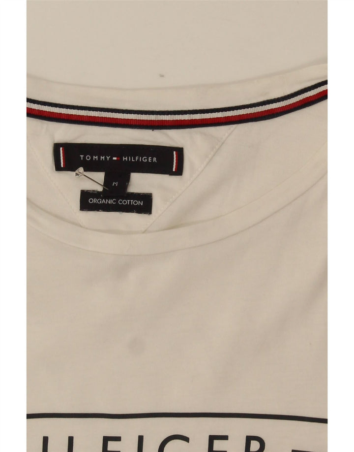 Męska koszulka z grafiką Tommy Hilfiger, średnia, biała bawełna