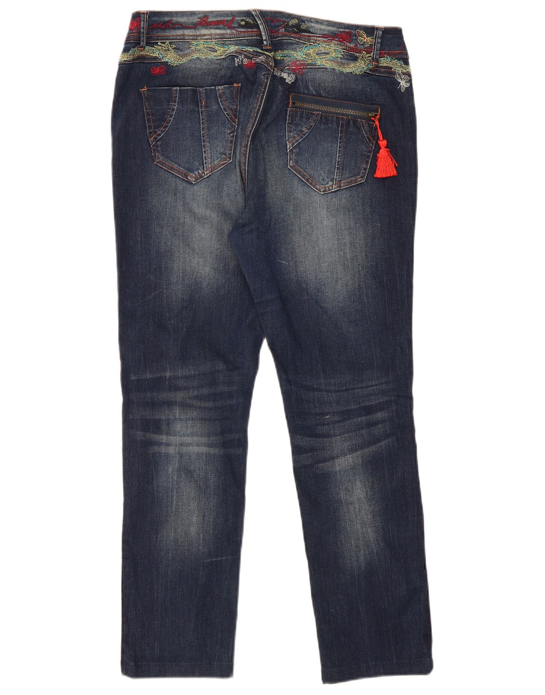 Damskie jeansy Desigual Graphic Slim W34 L29 Granatowy poliester