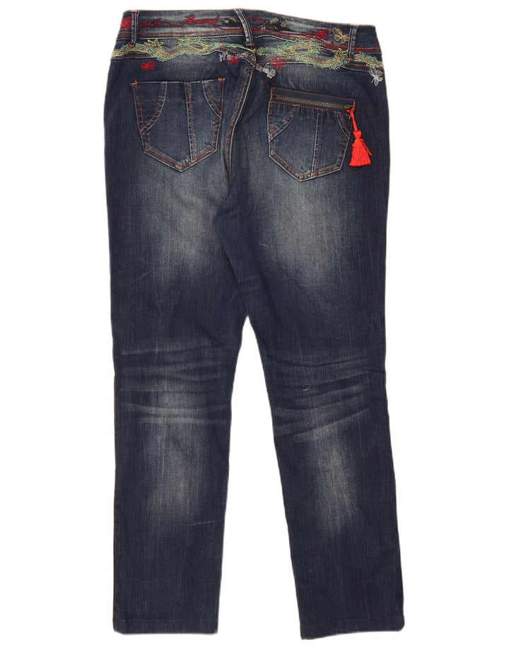 Damskie jeansy Desigual Graphic Slim W34 L29 Granatowy poliester