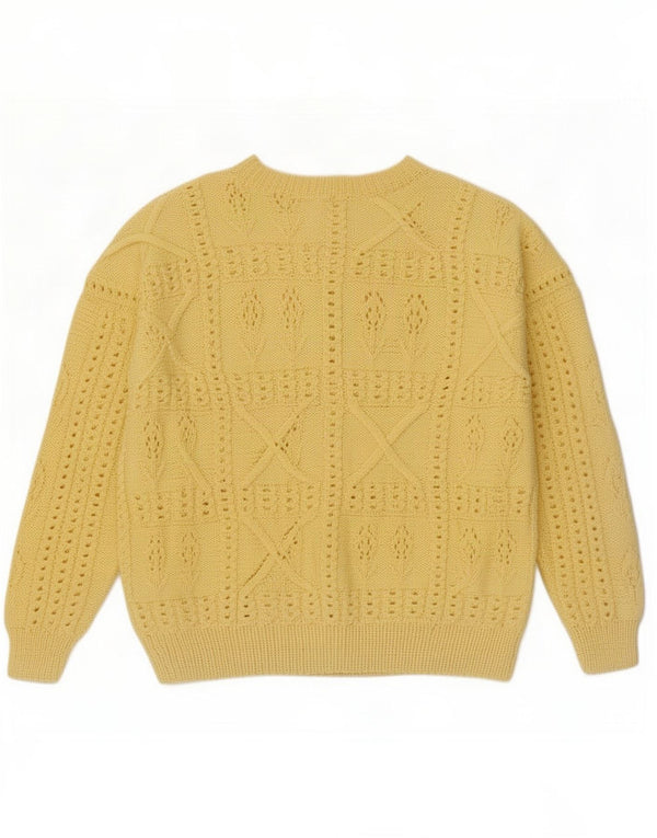 Sweter damski w stylu vintage, UK 16, duży, żółty w kwiaty