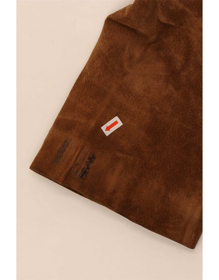 Zamszowy płaszcz damski w stylu vintage UK 14 Średni brąz