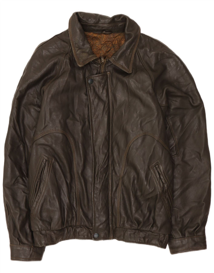 Męska kurtka skórzana VINTAGE UK 42 XL brązowa