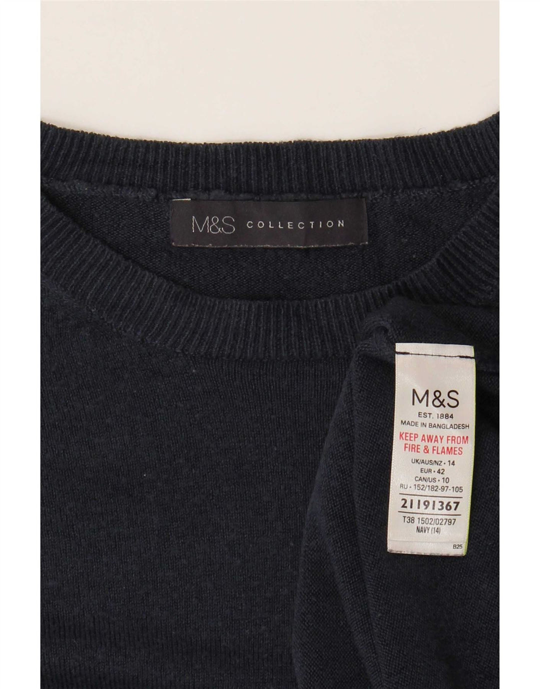 Sweter damski Marks & Spencer z okrągłym dekoltem, UK 14, duży, granatowy